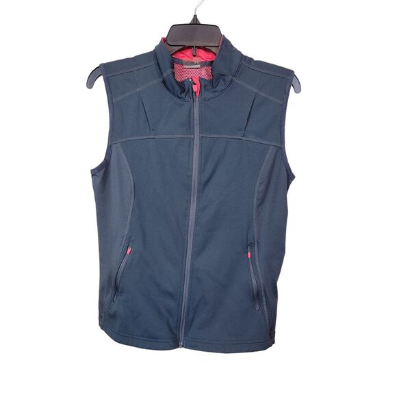 Athleta Womens Athletic Zip Up Jacket Vest Sleeveless Zipped Pocket Gray Medium - Picture 1 of 7